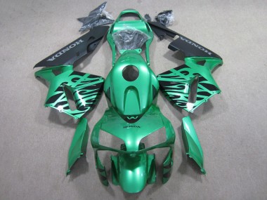Wholesale 2007-2008 Honda CBR600RR Motorcycle Fairings - Green Glossy Black Flame