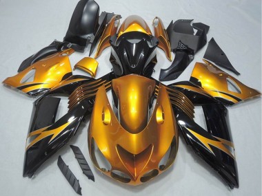 Wholesale 2006-2011 Kawasaki ZX14R ZZR1400 Motorcycle Fairing - Gold Glossy Black