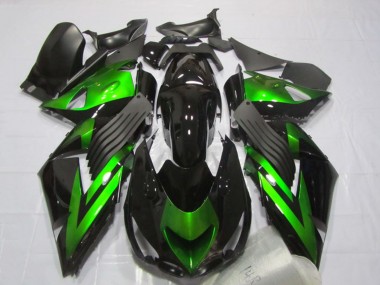 Wholesale 2006-2011 Kawasaki ZX14R ZZR1400 Motorcycle Fairings - Glossy Black Green Stripe
