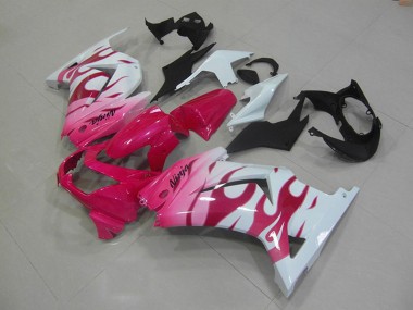 Wholesale 2008-2012 Kawasaki ZX250R Motorcycle Fairings - White Pink Flame