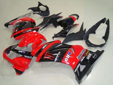 Wholesale 2008-2012 Kawasaki ZX250R Motorcycle Fairings - Red Glossy Black Elf Touch4 Monster