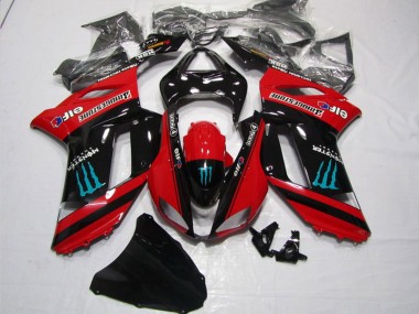 Wholesale 2007-2008 Kawasaki ZX6R Motorcycle Fairings - Red Black Monster