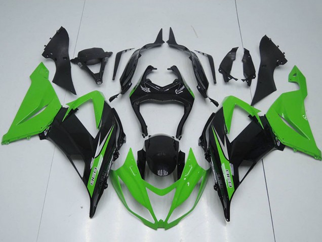 2013-2018 Kawasaki ZX6R Motorcycle Fairings Kits - Green Glossy Black