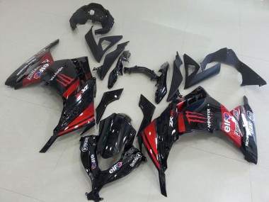 Wholesale 2013-2018 Kawasaki ZX300R Motorcycle Fairings - Glossy Black Red Elf Touch4 Monster