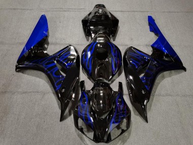 Wholesale 2006-2007 Honda CBR1000RR Motorcycle Fairing - Glossy Black Blue Flame