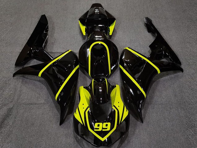 2006-2007 Honda CBR1000RR Motorcycle Fairing - Glossy Black High Viz Yellow 99