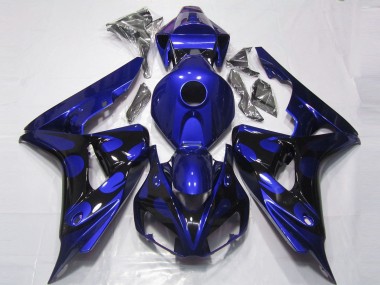 Wholesale 2006-2007 Honda CBR1000RR Motorcycle Fairings - Blue Glossy Black Flame