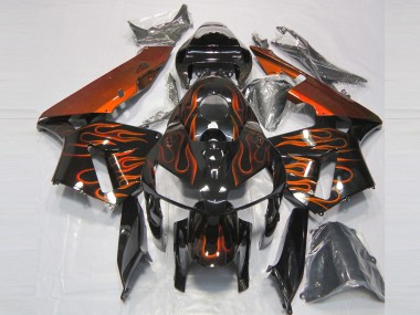 Wholesale 2005-2006 Honda CBR600RR Motorcycle Fairings - Glossy Black Orange Flame