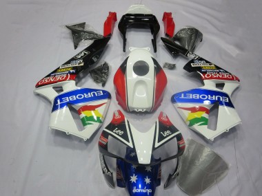 Wholesale 2003-2004 Honda CBR600RR Motorcycle Fairing Kits - White Red Blue Glossy Black EuroBet
