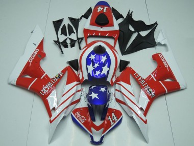 Wholesale 2007-2008 Honda CBR600RR Motorcycle Fairings - White Red Blue Star Geico 14