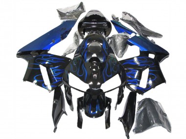 Wholesale 2005-2006 Honda CBR600RR Motorcycle Fairings - Glossy Black Blue Flame