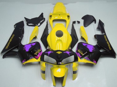 Wholesale 2005-2006 Honda CBR600RR Motorcycle Fairings - Glossy Black Yellow Purple Splatter