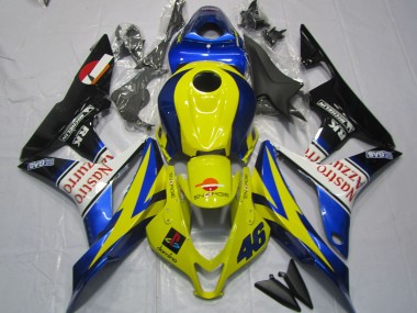 Wholesale 2007-2008 Honda CBR600RR Motorcycle Fairings - Yellow Blue White Glossy Black Nastro Azzurro