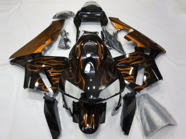Wholesale 2003-2004 Honda CBR600RR Motorcycle Fairings - Glossy Black Orange Flame