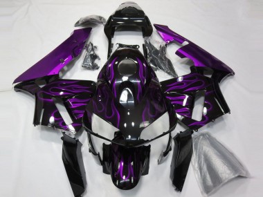 Wholesale 2003-2004 Honda CBR600RR Motorcycle Fairings - Glossy Black Purple Flame