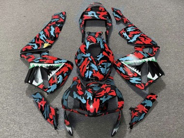 Wholesale 2003-2004 Honda CBR600RR Motorcycle Fairings - Red Blue Camouflage Shark