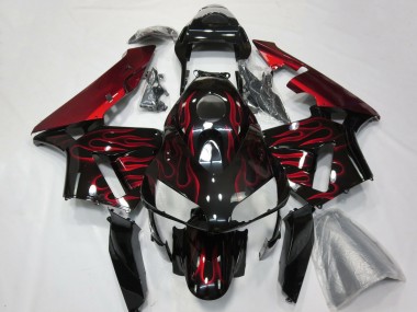 Wholesale 2003-2004 Honda CBR600RR Motorcycle Fairings - Glossy Black Red Flame