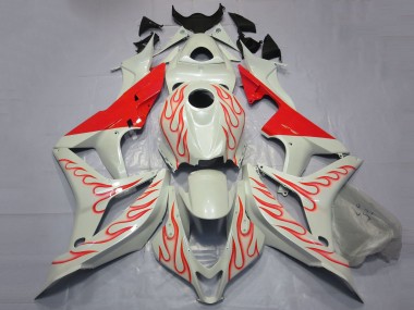 Wholesale 2007-2008 Honda CBR600RR Motorcycle Fairings - White Red Flame