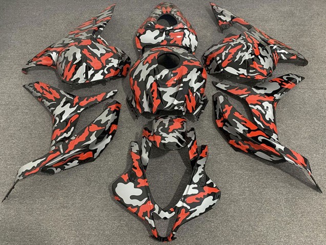 2009-2012 Honda CBR600RR Motorcycle Fairings - Red Grey Camouflage