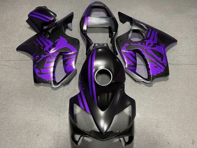 2001-2003 Honda CBR600 F4i Motorcycle Fairings - Purple Matte Black Skull