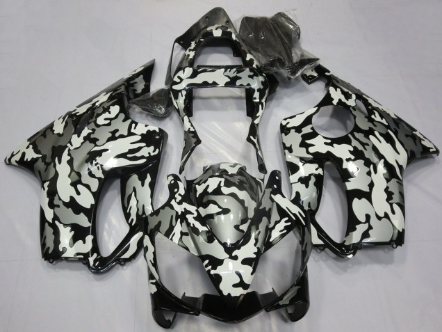 2001-2003 Honda CBR600 F4i Motorcycle Fairings - White Grey Black Camouflage