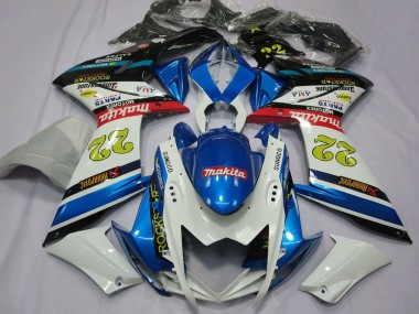 Wholesale 2007-2008 Suzuki GSXR 1000 Motorcycle Fairings - White Blue Red Black Motul 22