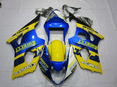 Wholesale 2003-2004 Suzuki GSXR 1000 Motorcycle Fairings - Blue Yellow Black Pirelli