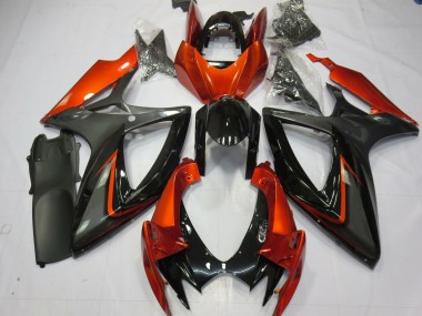 Wholesale 2006-2007 Suzuki GSXR 600 / GSXR 750 Motorcycle Fairings - Burnt Orange Grey Glossy Black