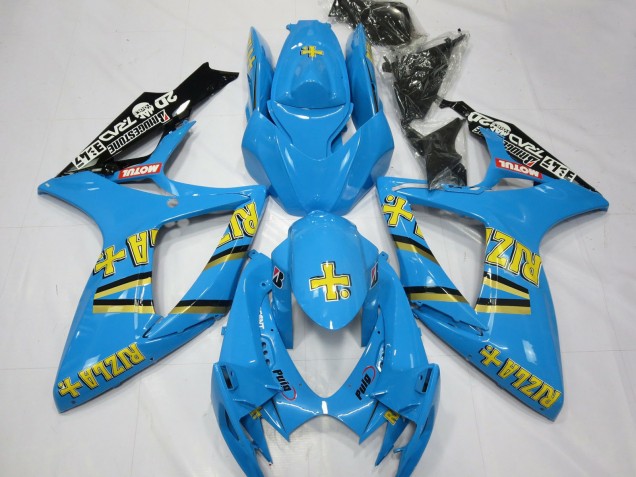 2006-2007 Suzuki GSXR 600 / GSXR 750 Motorcycle Fairings - Light Blue Black Yellow Rizla
