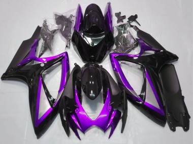 Wholesale 2006-2007 Suzuki GSXR 600 / GSXR 750 Motorcycle Fairings - Purple Glossy Black Matte Black