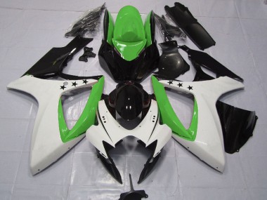 Wholesale 2006-2007 Suzuki GSXR 600 / GSXR 750 Motorcycle Fairings - Green White Glossy Black Star