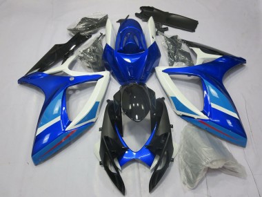 Wholesale 2006-2007 Suzuki GSXR 600 / GSXR 750 Motorcycle Fairing - White Blue Glossy Black