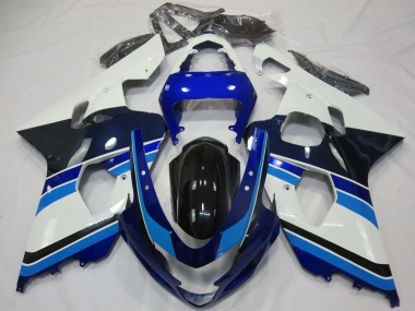 Wholesale 2004-2005 Suzuki GSXR 600 / GSXR 750 Motorcycle Fairings - White Blue Glossy Black