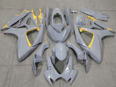 Wholesale 2006-2007 Suzuki GSXR 600 / GSXR 750 Motorcycle Fairings - Nardo Grey and Yellow Trim