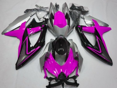 Wholesale 2008-2010 Suzuki GSXR 600 / GSXR 750 Motorcycle Fairings - Silver Pink Glossy Black