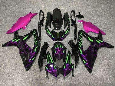 Wholesale 2008-2010 Suzuki GSXR 600 / GSXR 750 Motorcycle Fairings - Glossy black Pink Purple Green Flame