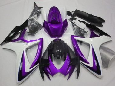 Wholesale 2006-2007 Suzuki GSXR 600 / GSXR 750 Motorcycle Fairings - Purple White Glossy Black