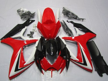 Wholesale 2006-2007 Suzuki GSXR 600 / GSXR 750 Motorcycle Fairings - White Red Glossy Black Stripe