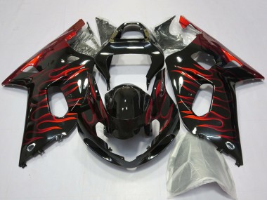 Wholesale 2001-2003 Suzuki GSXR 600 / GSXR 750 Motorcycle Fairings - Glossy Black Red Flame