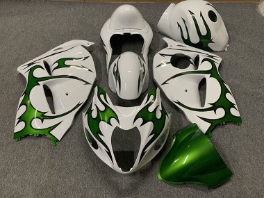 Wholesale 1996-2007 Suzuki GSXR 1300 Motorcycle Fairings - White Green Flame