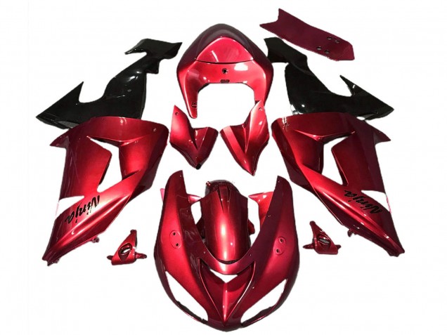 2006-2007 Kawasaki ZX10R Motorcycle Fairings - Red Glossy Black