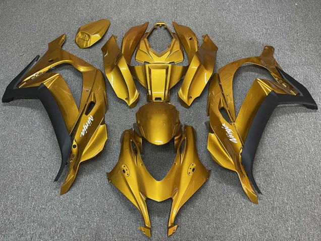 2016-2020 Kawasaki ZX10R Motorcycle Fairings - Gold Black White Ninja