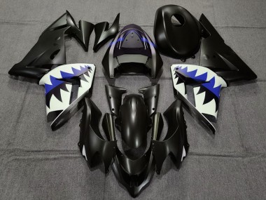 Wholesale 2004-2005 Kawasaki ZX10R Motorcycle Fairings - Matte Black and Dark Blue Shark
