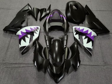 Wholesale 2004-2005 Kawasaki ZX10R Motorcycle Fairings - Matte Black and Purple Shark