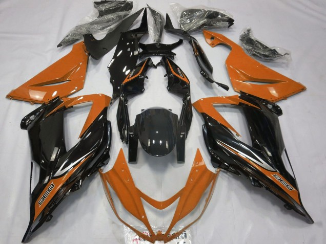 2013-2018 Kawasaki ZX6R Motorcycle Fairings - Orange Glossy Black