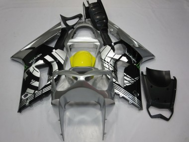 Wholesale 2003-2004 Kawasaki ZX6R Motorcycle Fairings - Silver Yellow Glossy Black