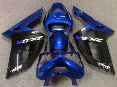Wholesale 2003-2004 Kawasaki ZX6R Motorcycle Fairings - Blue Glossy Black