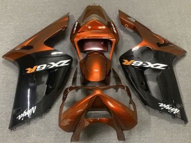 Wholesale 2003-2004 Kawasaki ZX6R Motorcycle Fairings - Orange Glossy Black
