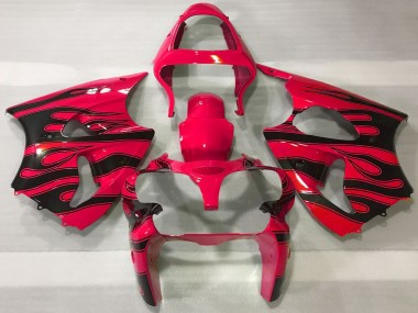 Wholesale 2000-2002 Kawasaki ZX6R Motorcycle Fairings - Red Black Flame