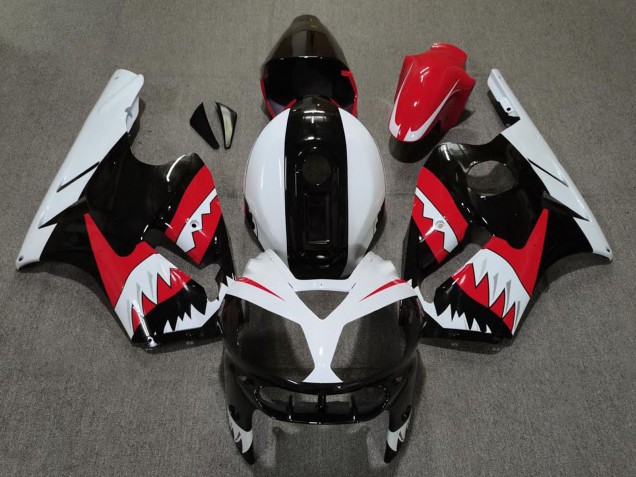 2002-2006 Kawasaki ZX12R Motorcycle Fairings - Red Black White Shark